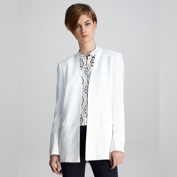 THEORY Rokel Light Tivona Crepe Jacket in White‎ SIZE 10 - Picture 1 of 8